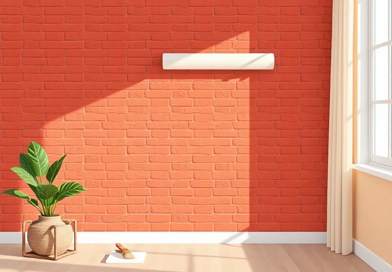 Pose de papier peint, rouleau et brosse à maroufler
